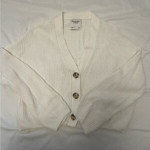 Abercrombie & Fitch button up cream cardigan with matching sweater tank.